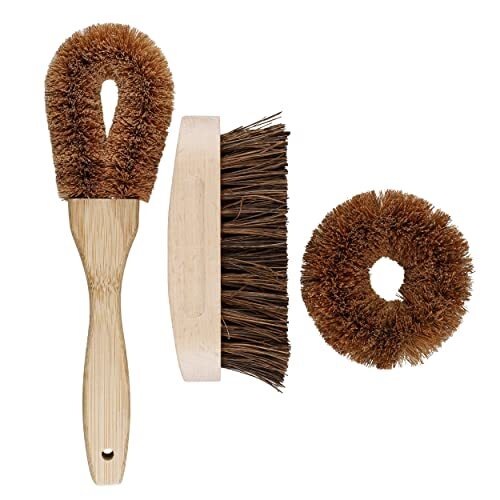 NATURAL ELEMENTS Set di pennelli per la Pulizia in Cocco Ecologico, 3 (F6G)