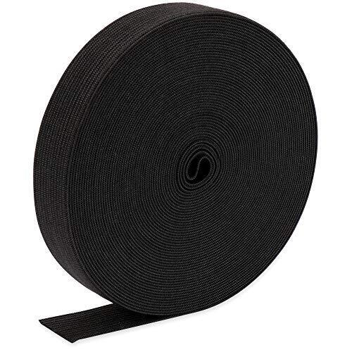 H&S Fettuccia Elastica Nera - 10 m x 24 mm - Elastico per Cucito da (b2a)