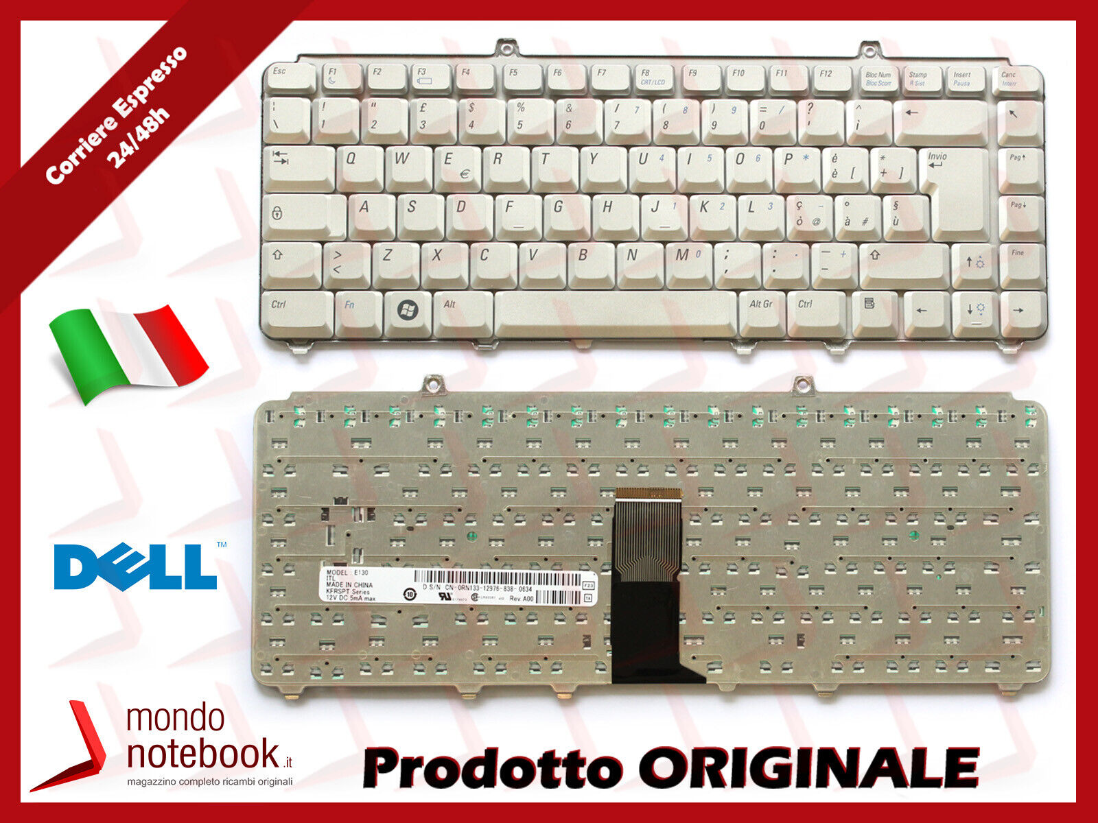 Tastiera Notebook DELL Inspiron 1420 1520 1525 1526 XPS M1330 M1550 (SILVER) Ita