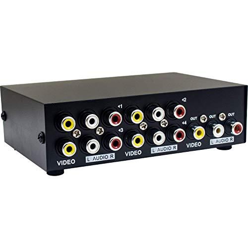 Duttek Switch Audio Commutatore Audio Rca Switch Commutatore AV 4 Porte (g5S)