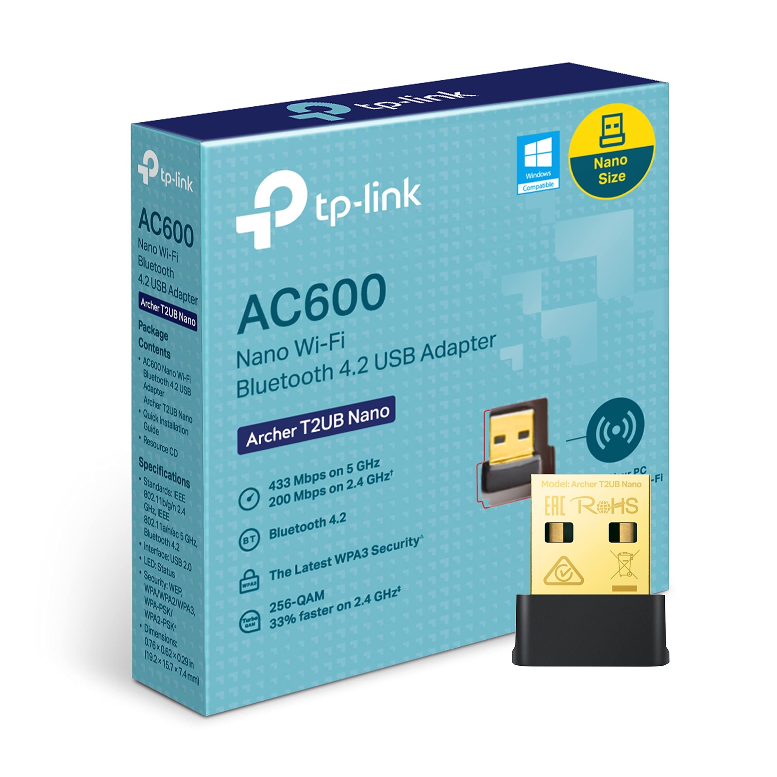 TP-Link AC600 Nano Wi-Fi Bluetooth 4.2 USB Adapter, Dual Band Wireless, Supports