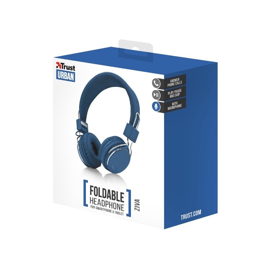 CUFFIE CON MICROFONO PER TABLET E SMARTPHONE Headset TRUST URBAN ZIVA Blue
