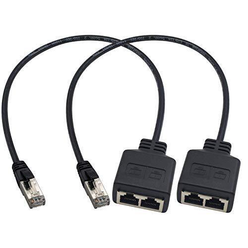 Duttek RJ45 Splitter Ethernet,RJ45 Ethernet Port Splitter, RJ45 1 maschio (g5I)