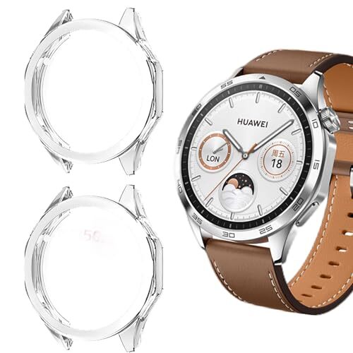GIOPUEY [2 Pezzi Cover per Huawei Watch GT 4 46mm, Soft TPU, Shock (U8o)