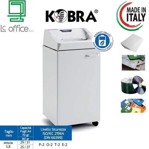 KOBRA 260.1 S5 Distruggi Documenti a Striscia (P-2) per Uffici Medio Grandi