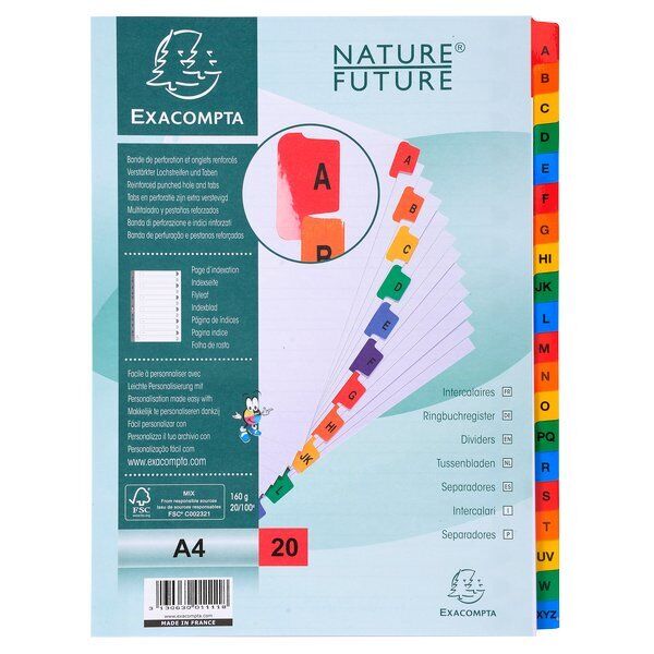 Intercalari stampati in digitale Exacompta Protect'o cartoncino A4 160g/mq 20 ta