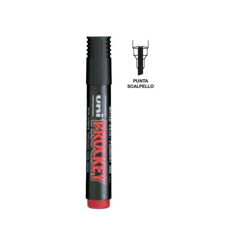 Marcatore UNI Prockey M126 ROSSO Punta Scalpello inchiostro pigmentato