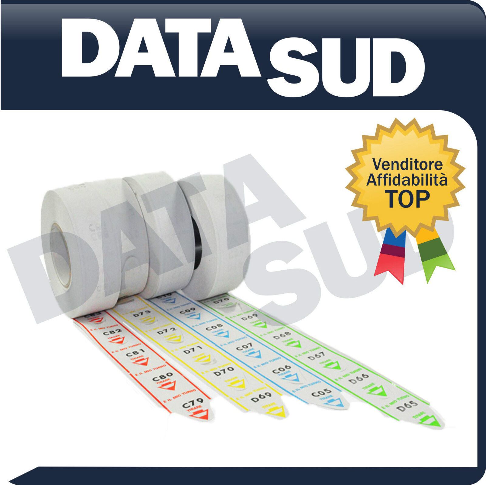 CONFEZIONE DA 5 ROTOLI DA 2000 TICKET ETICHETTE NUMERATE ELIMINACODE A RONDINE