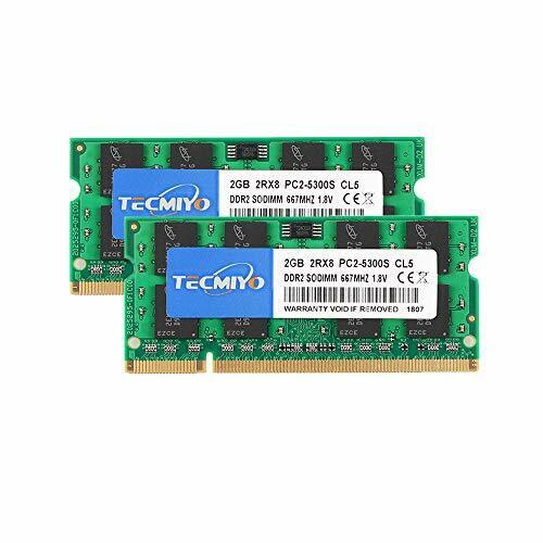 TECMIYO 4GB Kit (2x2GB) DDR2 667MHz PC2-5300 PC2-5400 DDR2 667 (200 Pin) (R6A)
