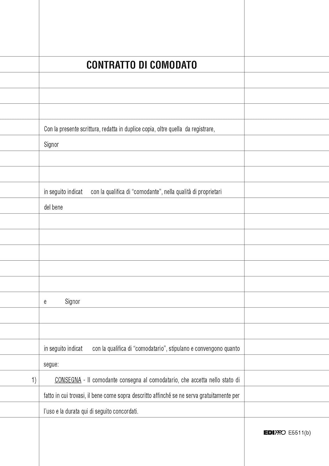 Edipro  E5511  Contratto Di Comodato F.To 29,7X20