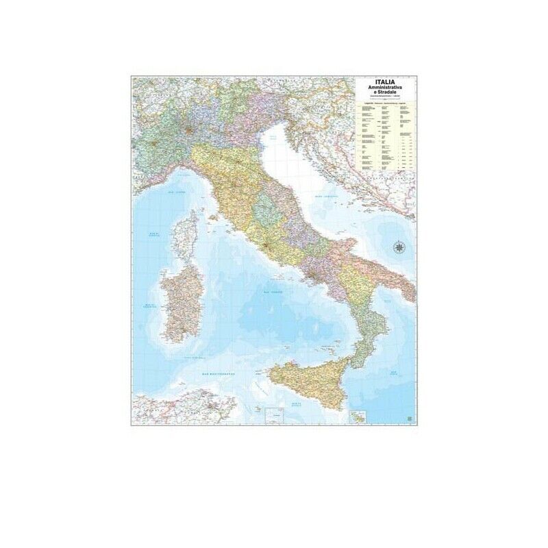 Carta geografica murale BELLETTI - Italia - 122x97 cm. - aste in legno