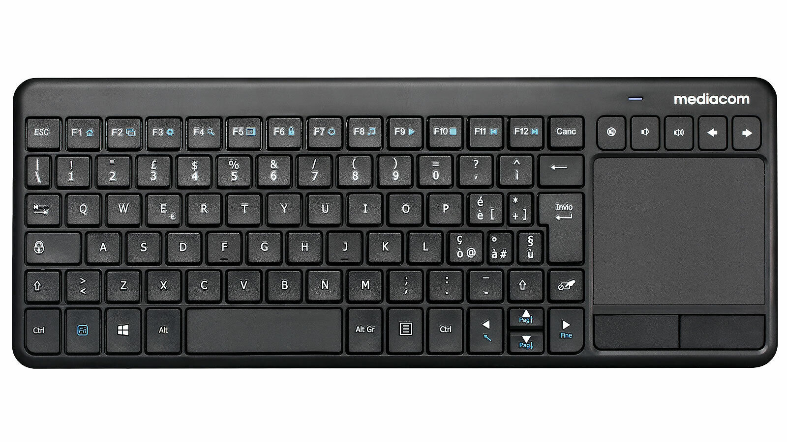 TASTIERA CON TOUCHPAD WIRELSS 2.4Ghz MEDIACOM M-MCK891TV