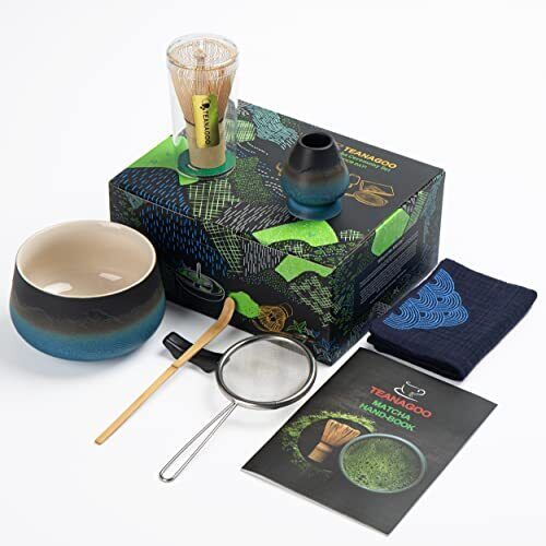 TEANAGOO Japanese Matcha Set (7pcs) Matcha Whisk Mtacha Kit Matcha Bowl (S6T)