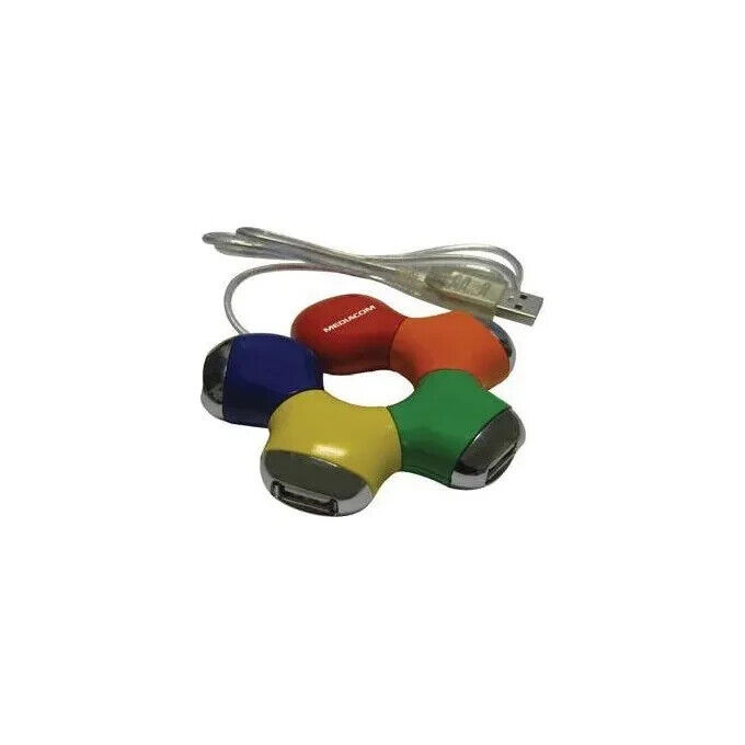MEDIACOM Color Snake Hub Usb 2.0 - 4 porte USB, snodabile, 480mbit/s (M-HU2C4)