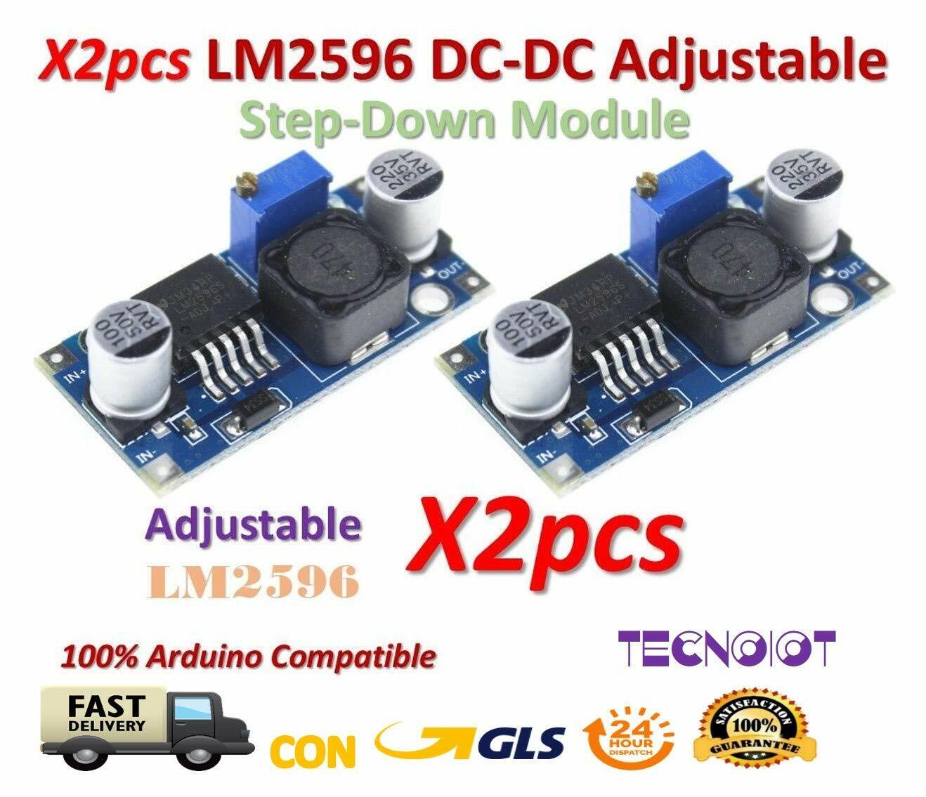 TECNOIOT 2pcs LM2596 LM2596S DC-DC Adjustable Voltage Regulator Step Down (v0t)
