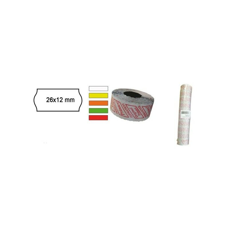 Etichetta Prezzatrice 26x12 mm ROSSA Permanente ad Onda - 10 Rotoli da 1000 et.