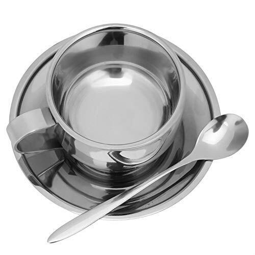 Set tazzine da caffè, tazzine da caffè in acciaio inox con piattino (c0w)
