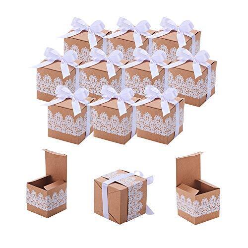 NBEADS 40 Set Scatola Regalo in Cartone, Pizzo in Carta Kraft bomboniera (g0P)