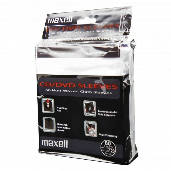 MAXELL CD / DVD SLEEVES 60 NON-WOVEN CLOTH SLEEVES