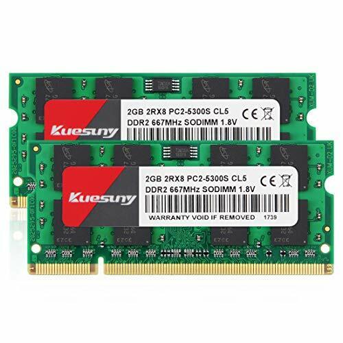 Kuesuny 4GB KIT (2X2GB) DDR2 667MHz Sodimm Ram, PC2-5300 PC2-5300S 1.8V (T1x)