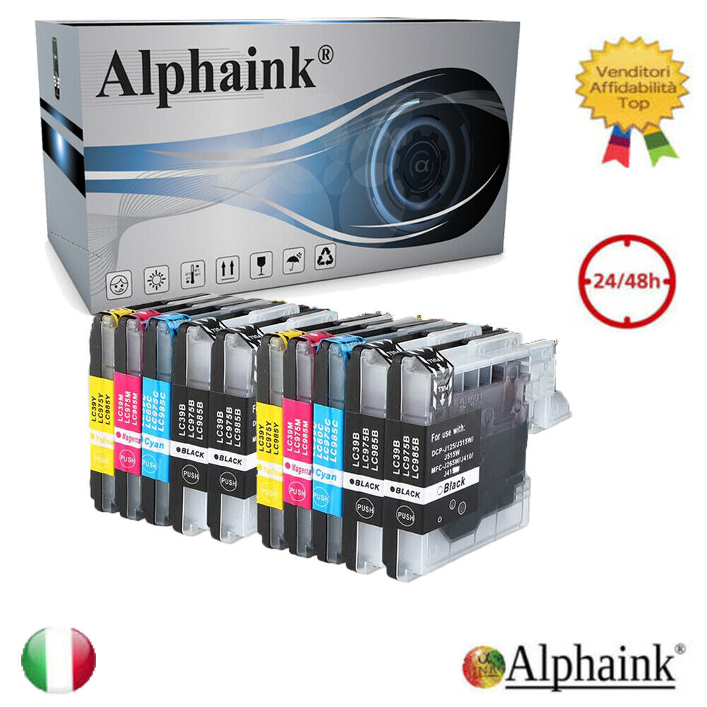 10 CARTUCCE LC-985 COMPATIBILE BROTHER DCP J125 J315W J515W MFC J220 J265W J410