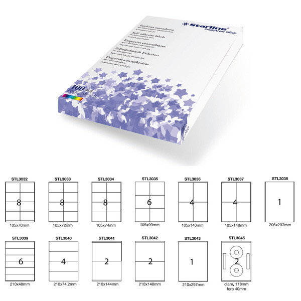 Etichette Adesive Starline - A4 - 105x99 mm (Bianco Conf. 100)