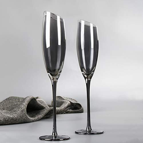 REAWOW Champagne Flutes - Set di 2 bicchieri da champagne in cristallo (p3G)