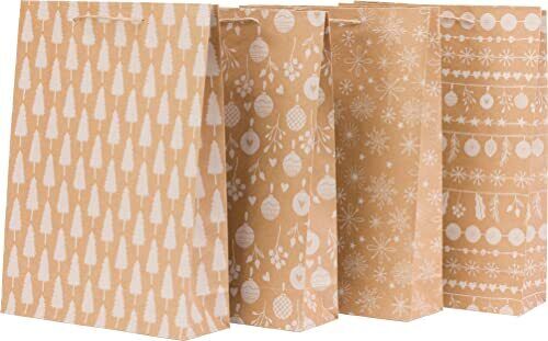 100%Mosel - 12 sacchetti per Natale, in carta kraft, confezione regalo, (r2V)
