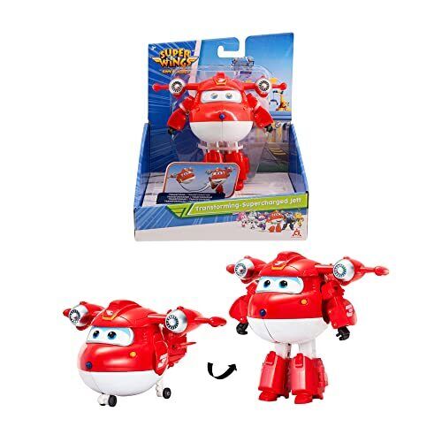 Super Wings Jett 5' Transforming Supercharged Character Gifts Toys for 3+ (A3k)