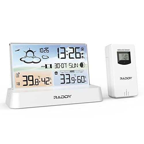 Raddy DT6 Stazione meteorologica per interni ed esterni, orologio radio (r1w)