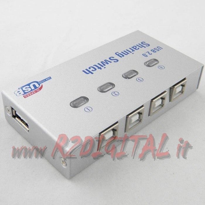 SWITCH HUB 4 PORTE USB A/B MANUALE PER STAMPANTE SCANNER COMPUTER PC VIDEOCAMERA