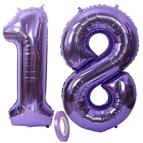 2 Numero di Palloncini 18, Numeri 18 Anni Compleanno Decorazioni Viola (c5l)