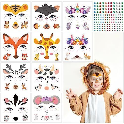 TAROME 10pcs Animali Tatuaggi Temporanei Tatuaggi Temporanei per Bambini (V5V)