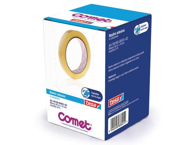 Nastri adesivi trasparenti Comet CELLO 64-160 cellophane 19 mm x 66 m conf. 8 pe