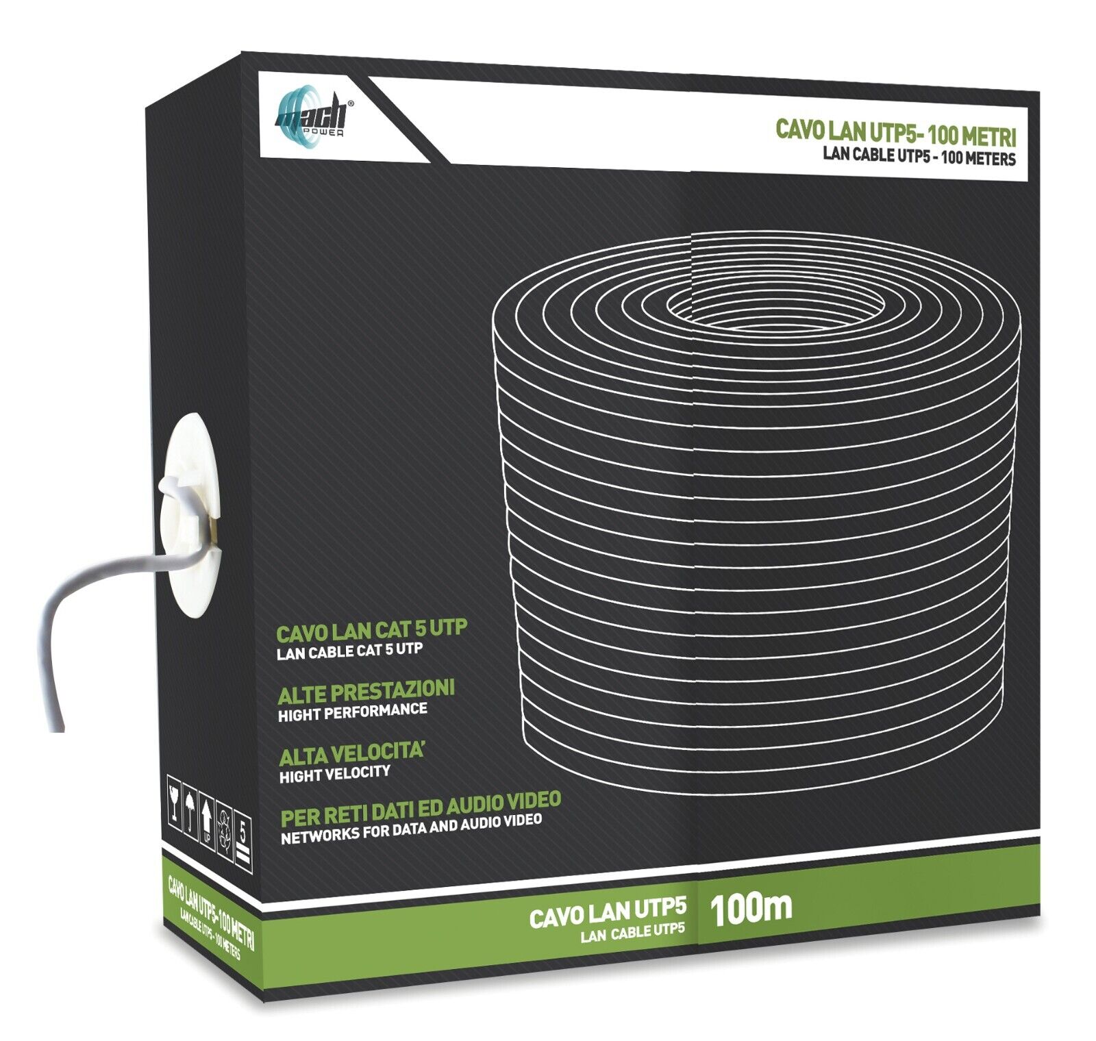 MACH POWER  - Cavo Lan Utp Categoria  5E Gigio 100 Mt.