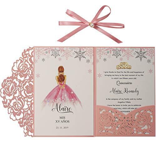 Inviti di Nozze rosa con buste per biglietti inviti matrimonio taglio (x3I)