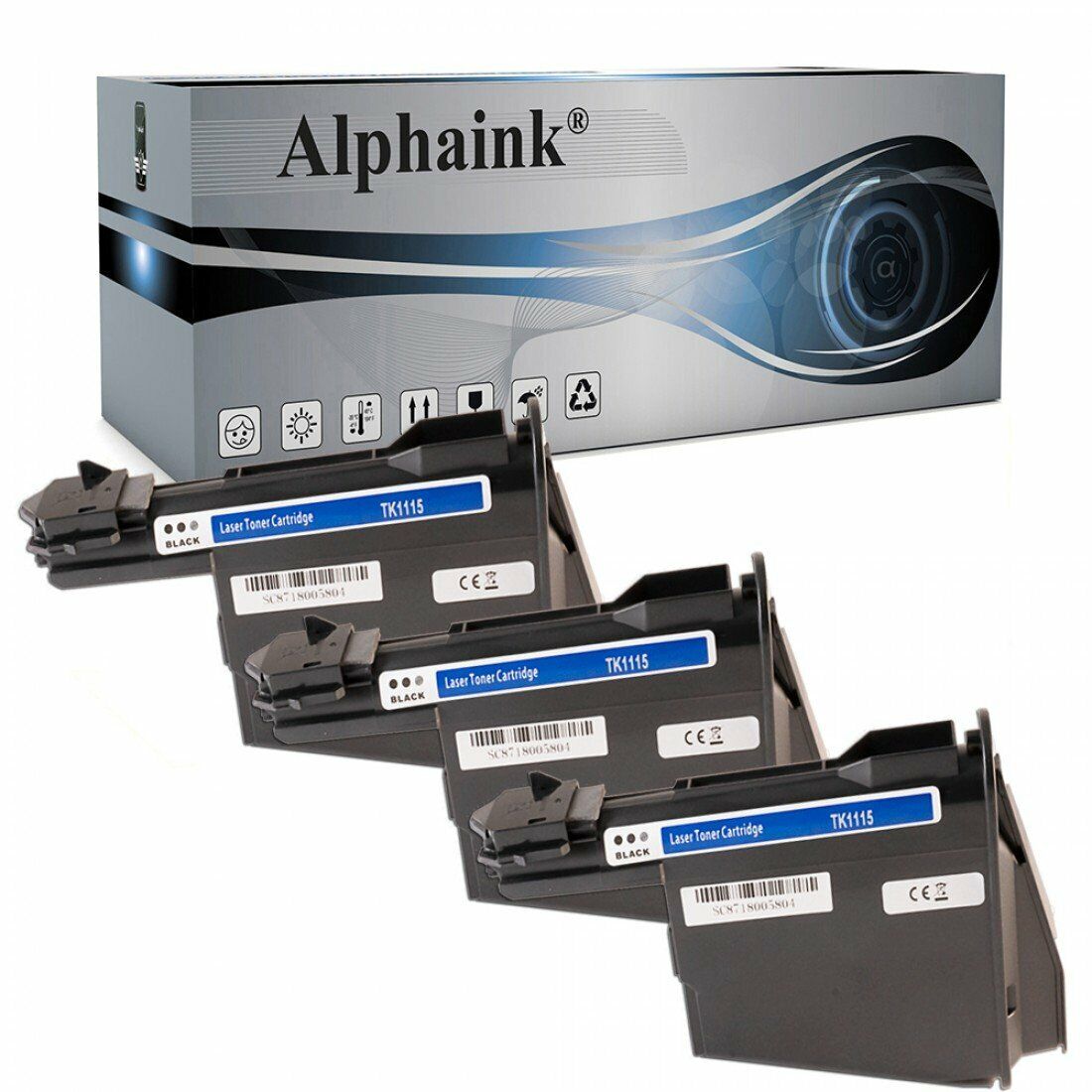 3 Toner Kyocera TK-1115 Nero Compatibile DN FS-1220, FS-1230, FS-1320, FS-1041