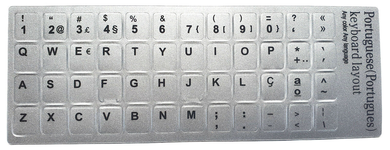 Adesivi Tastiera Silver Argento Portoghese Portuguese Stickers Keyboard Teclado