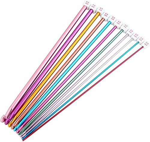 Uncinetto Set,Ferri da Uncinetto 11 PCS Multicolore Uncinetto Tunisino (k9m)