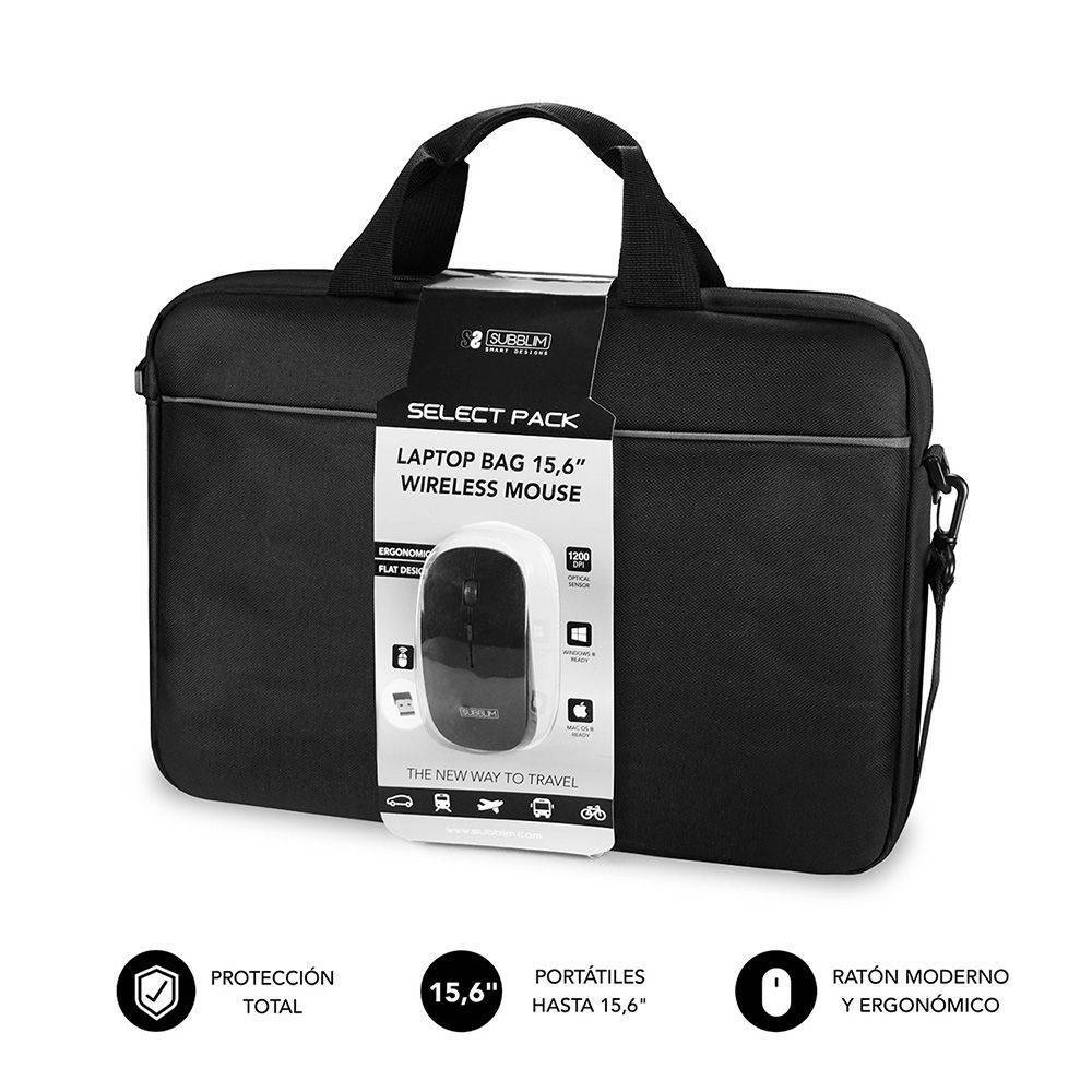 Subblim Maletin Select Pack con Raton Wireless - hasta 156 Pulgadas - Interior A