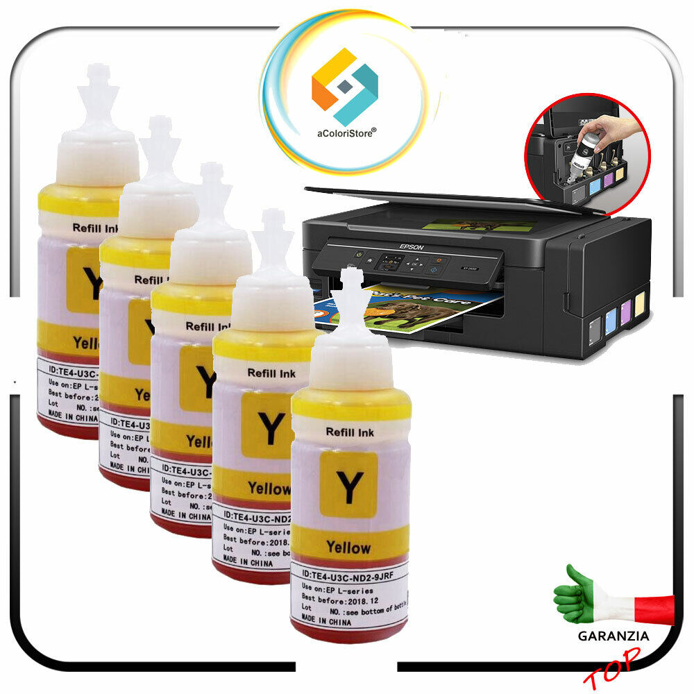 Ricarica inchiostri KIT da 500ml GIALLO Stampante Epson EcoTank 2650