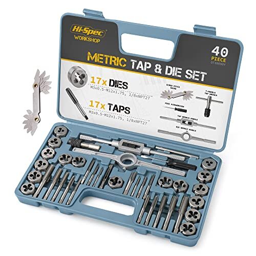 Hi-Spec Set di maschi filettatori e filiere metriche da 40 pezzi Kit per (k7x)