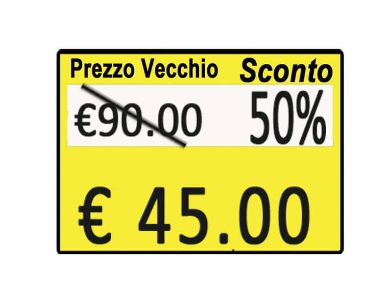 Rotolo da 600 etichette Printex prezzo/sconto 26x19 mm giallo remov. conf. 10 ro