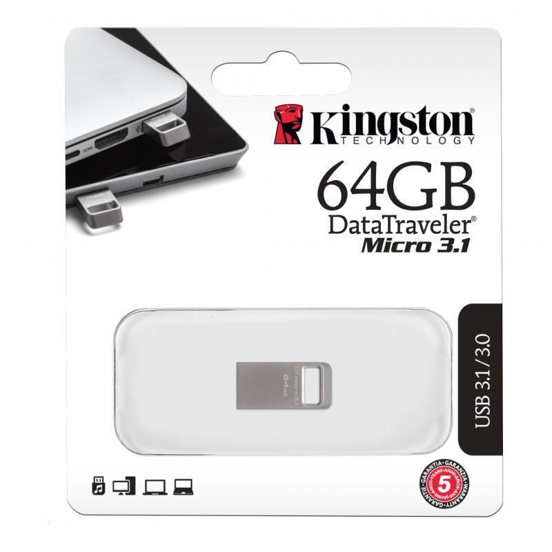 PENDRIVE KINGSTON MICRO DTMC3 64GB DATA TRAVELER IN METALLO 64 GB USB 3.1 - DTMC