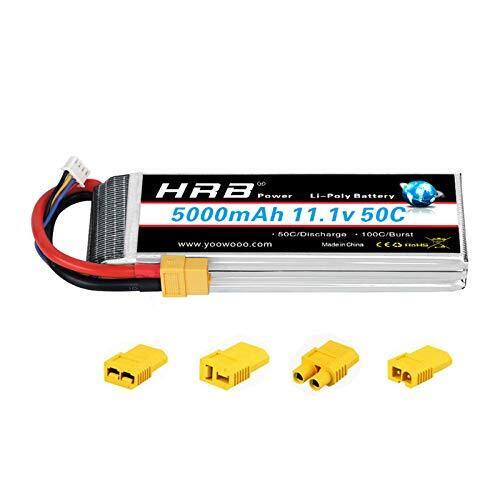 HRB Batteria RC LiPo 5000mAh 11.1V 3S 50C XT60 connettore per RC Hobby RC (b7K)