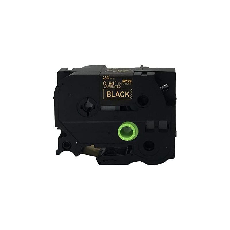 CASSETTA NASTRO TZ-354 TZe-354 COMPATIBILE BROTHER LAMINATO TESTO ORO SU NERO 24
