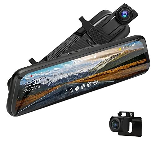 24H Monitor Parcheggio Dash Cam Specchietto Retrovisore 10'' con Hardwire (J6V)