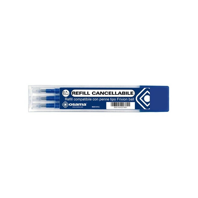 Set 3 Refill inchiostro gel cancellabile Riscrivi 0.7 mm. BLU - OSAMA.