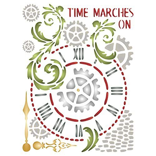 Time Machine - Stencil a forma di orologio, 11,5 x 15,2 cm (S), con (q4f)