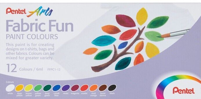 Colori per stoffa. 12 colori . Fabric fun. Pentel